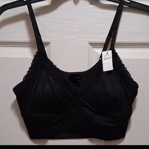 New With Tags Aerie Black Sunnie Blossom Lace Padded Triangle Bralette MSRP $39
